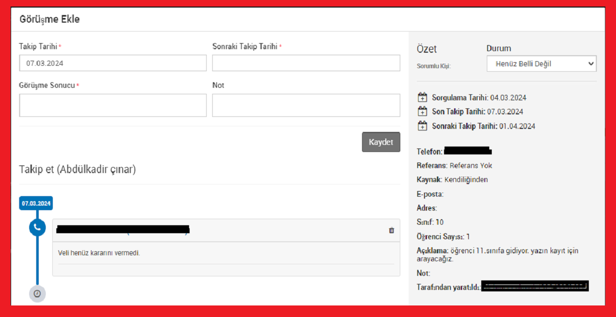kayıt görüşmesi 2